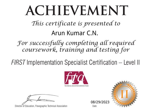 FTA Implementation Specialist Level II certificate